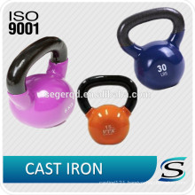 Cast iron kettlebell with rubber base